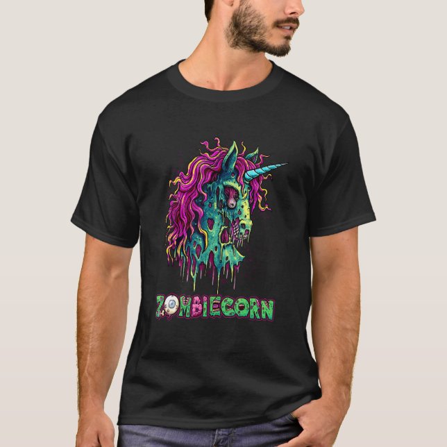 Scary Zombiecorn Zombie Unicorn Halloween Costume T Shirt (Framsida)