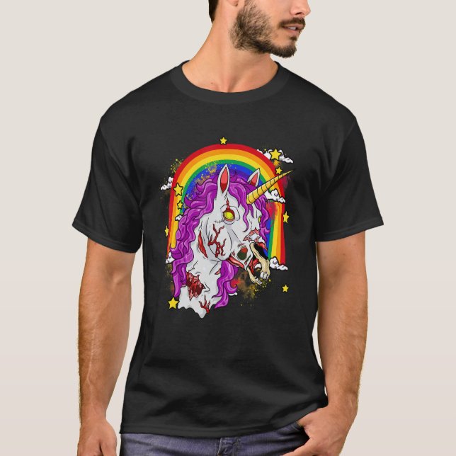 Scary Zombiecorn Zombie Unicorn Halloween Costume T Shirt (Framsida)