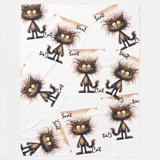 Scat Cat filtrolig vildhårig katt Fleecefilt (Framsidan)