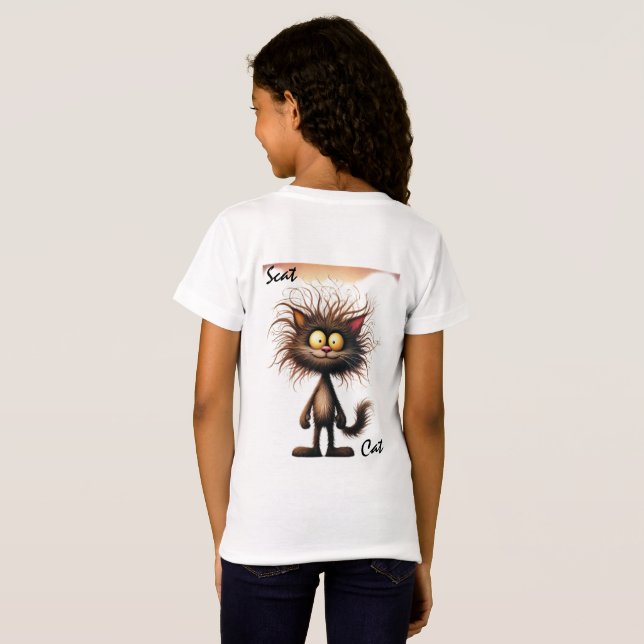 ⭐ Scat Cat T-shirt – Rollig vildhårig kattunge för (Hel baksida)