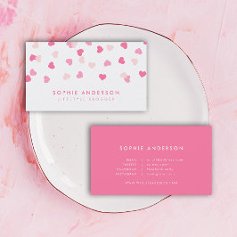 Scaterad Rosa Hearts Confetti Social Media Visitkort