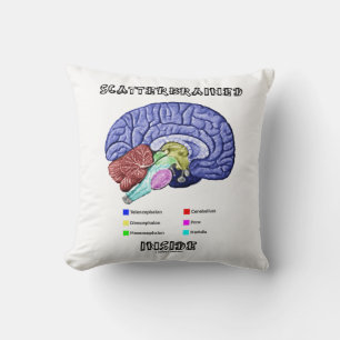 Scatterbraed Inside Brain Geek Humor Kudde