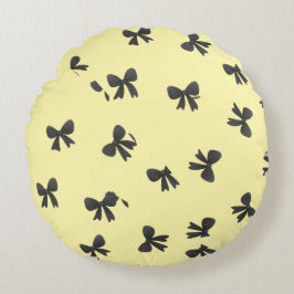 Scattered Bow Pattern Round Throw Pillow  Rund Kudde