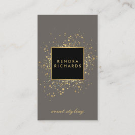 Scattered Faux Guld-konfetti på det moderna Gråtte Visitkort