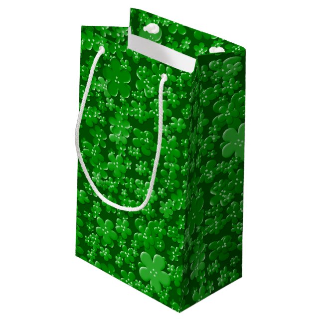 Scattered Flowers, Grönt-GIFT BAG S (Baksidan Vinklad)