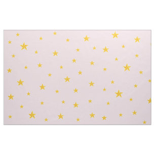 Scattered Golden Gult Stars på Ljus rosa Tyg