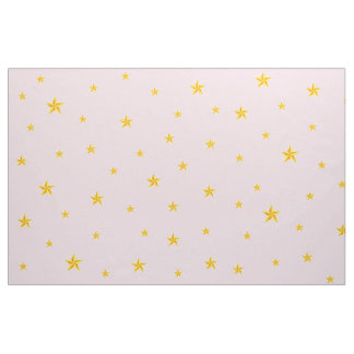 Scattered Golden Gult Stars på Ljus rosa Tyg