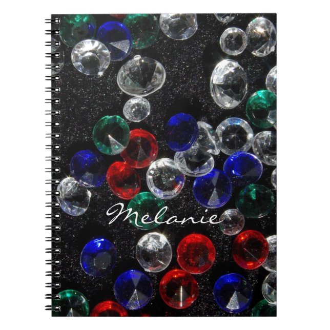 Scattered Jewels and Gemstones Personalised Anteckningsbok (Framsidan)