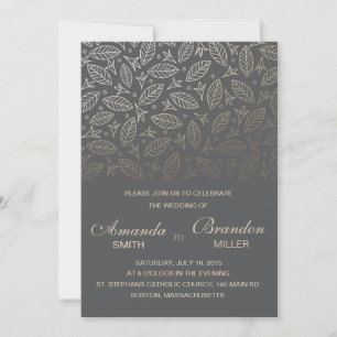 Scattered Löv Faux Foil Wedding-Coal Inbjudningar