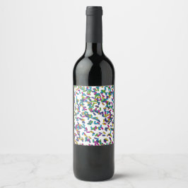 Scattered Sprinkles Mönster Vinflaska Etikett