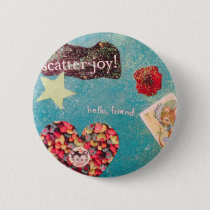 Scatterglädje! Collageglitter klämmer fast Knapp