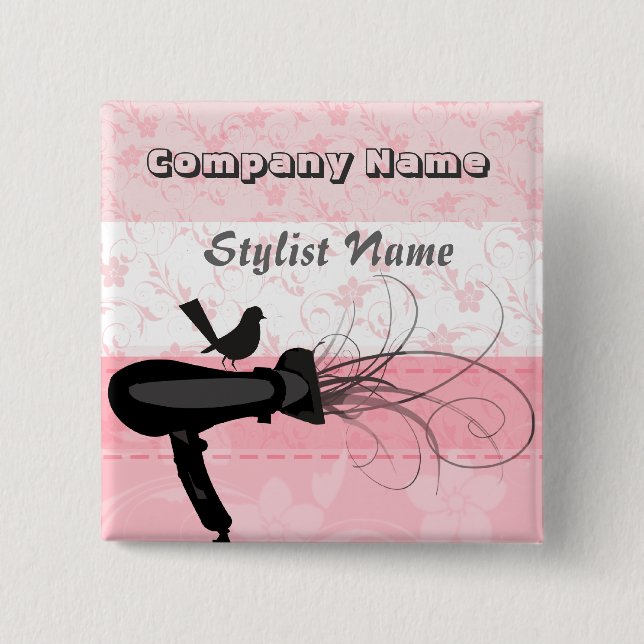 Scatterred blommar härmfågel för salonghårstylist knapp (Framsida)