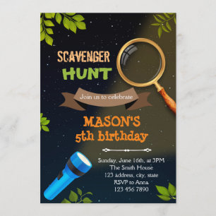 Scavenger Hunt birthday Invitation Inbjudningar