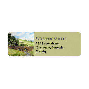 Scawgill Bridge Sjö District England Returadress Etikett