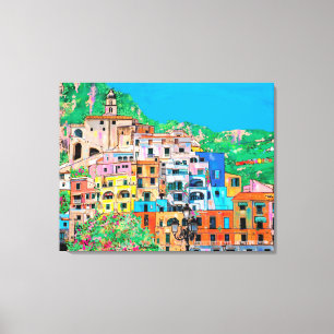 Scen Amalfi Kusten Italien Mediterranean Cliffside Canvastryck