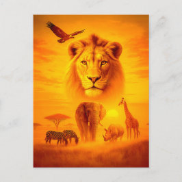 Scen för afrikansk vildlevande grupp i Dubbla Helg Vykort