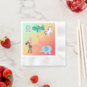 Scen för baby shower med varelser och fjärilar pappersservett