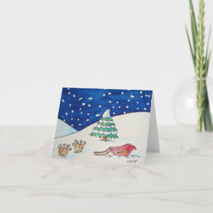scen för renar i snö med eleganta, roliga julklapp helgkort