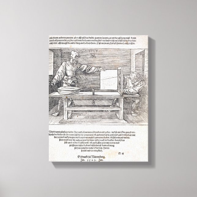 Scen från Durer's 'Course in the Art of Teckning', Canvastryck (Framsida)