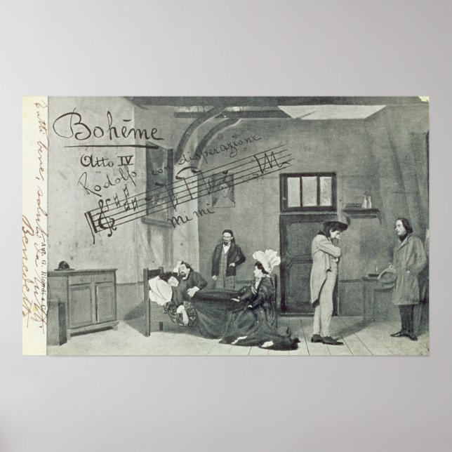 Scen från lag IV av operan "La Boheme" Poster (Framsidan)