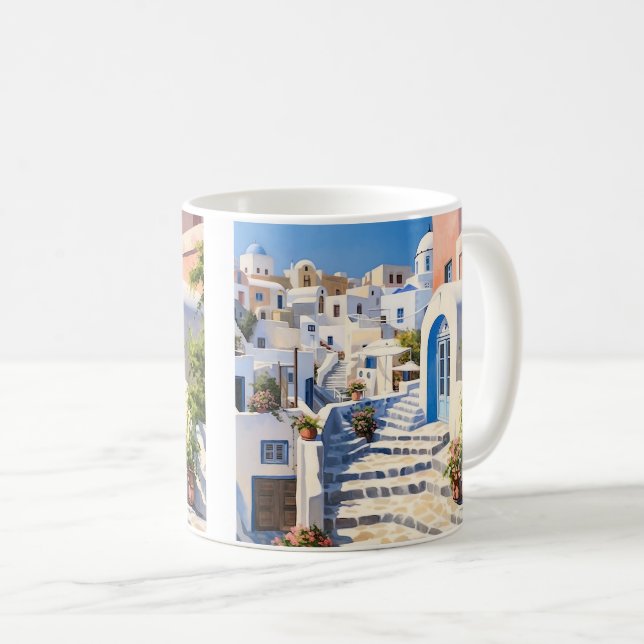 Scen från Santorini Grekland Kaffemugg (Framsida höger)