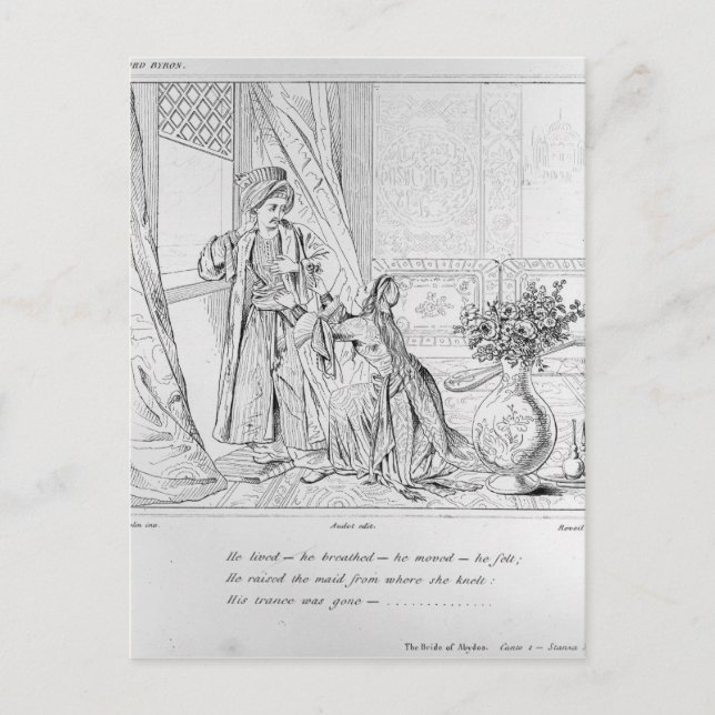 Scen från The Bride of Abydos av Lord Byron Vykort (Framsida)