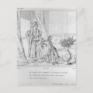 Scen från The Bride of Abydos av Lord Byron Vykort