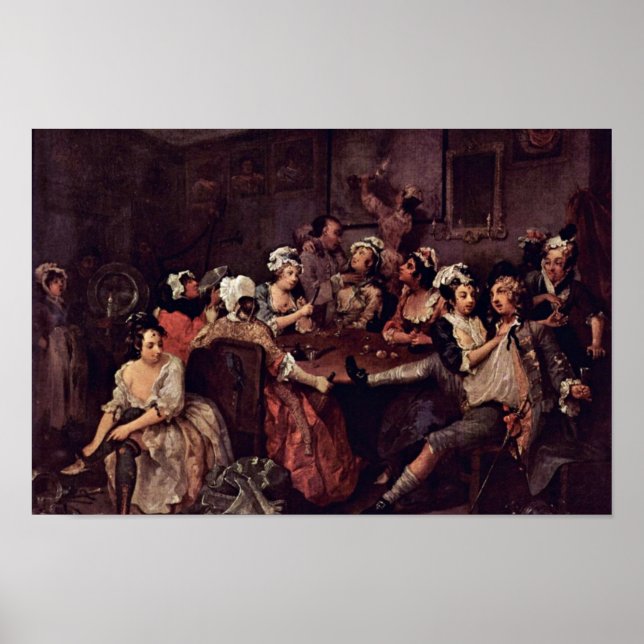 Scen i en tavern av Hogarth William Poster (Framsidan)