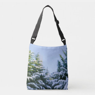 scen i Snö, söt snowy evergreens, medium Axelväska