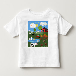 Scen med Barnyard-djur i Lycklig T Shirt