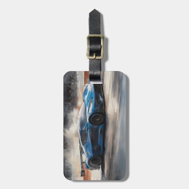 Scen med dynamiskt blått urbant Tävling Bagagebricka (Vertikal Framsida)