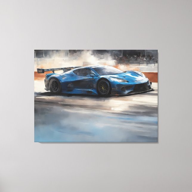 Scen med dynamiskt blått urbant Tävling Canvastryck (Framsida)