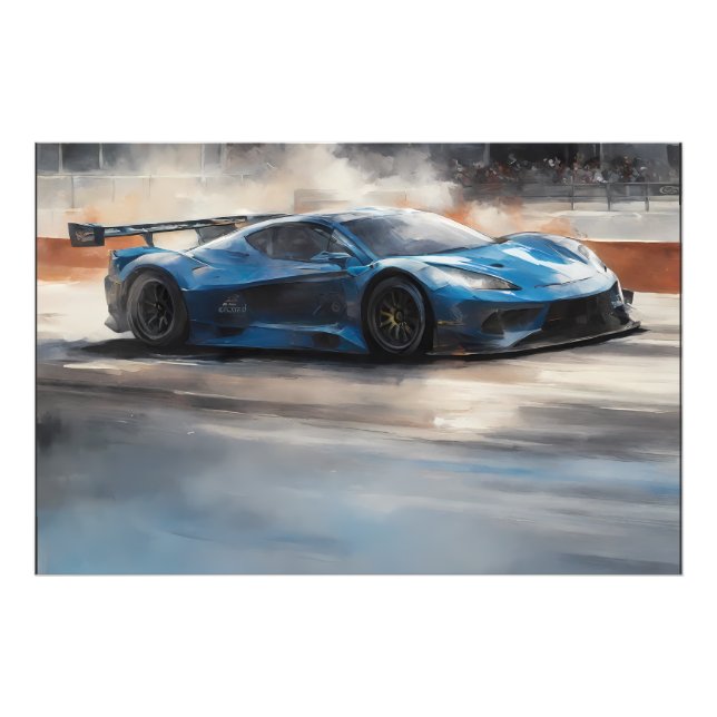 Scen med dynamiskt blått urbant Tävling Fototryck (Framsidan)