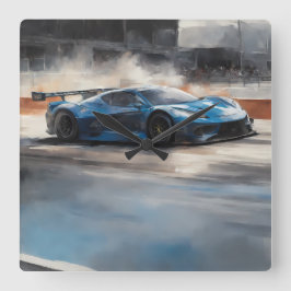 Scen med dynamiskt blått urbant Tävling Fyrkantig Klocka