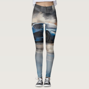 Scen med dynamiskt blått urbant Tävling Leggings