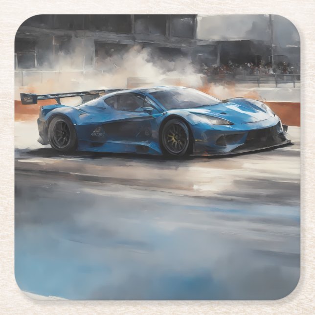 Scen med dynamiskt blått urbant Tävling Underlägg Papper Kvadrat (Framsidan)