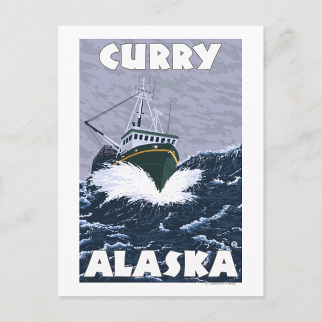 Scen med fiskefartyg - Curry, Alaska Vykort (Framsida)