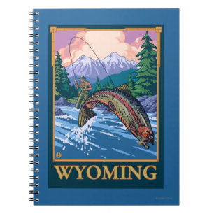 Scen med flugfiske - Wyoming Anteckningsbok Med Spiral