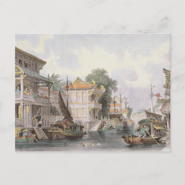 Scen på Horankanalen nära Kanton, c.1850 (colo) Vykort (Framsida)