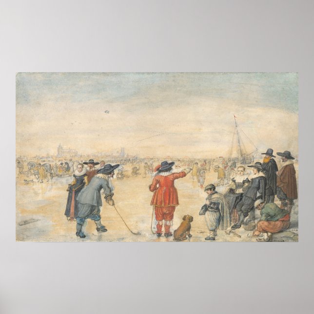 Scen på is - Hendrick Avercamps Fine Poster (Framsidan)