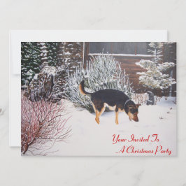 scen snö med söt svart och hund christmas inbjudningar