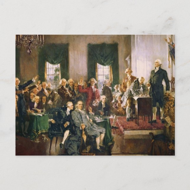 Scen vid undertecknandet av konstitutionen vykort (Framsida)