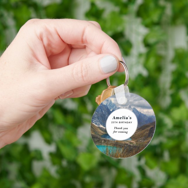 Scenära alprebergen Fotofödelsedag Tack Nyckelring (Hand)