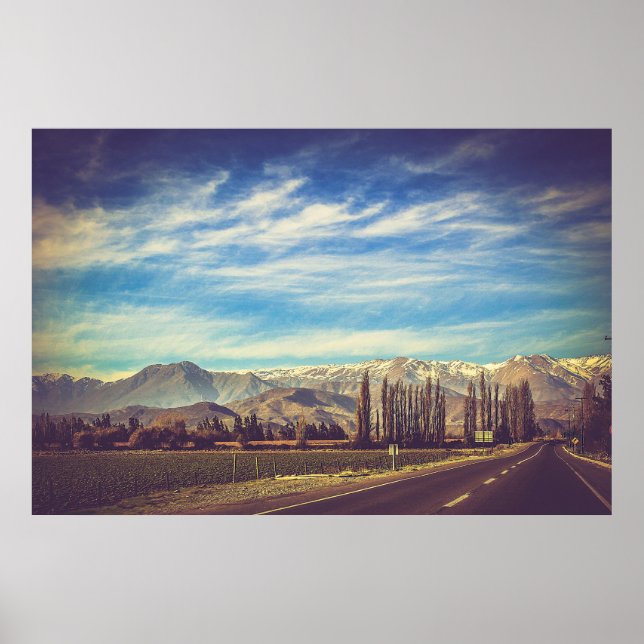 Scenariskt bergslandskap i Anderna Poster (Framsidan)