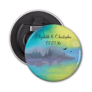 Scenariskt bergsområde Sjö landskapsbäckenets förd Flasköppnare