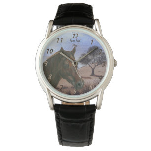 Scenariskt brun häst av häst av typen equine por armbandsur