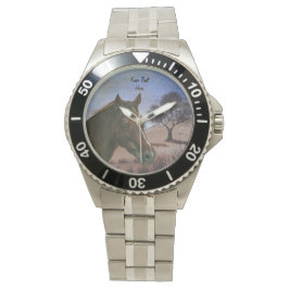 Scenariskt brun häst av häst av typen equine portr armbandsur