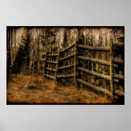 Scenariskt Rustic Fence i Land-konstverket Poster