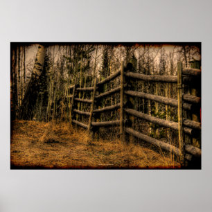 Scenariskt Rustic Fence i Land-konstverket Poster