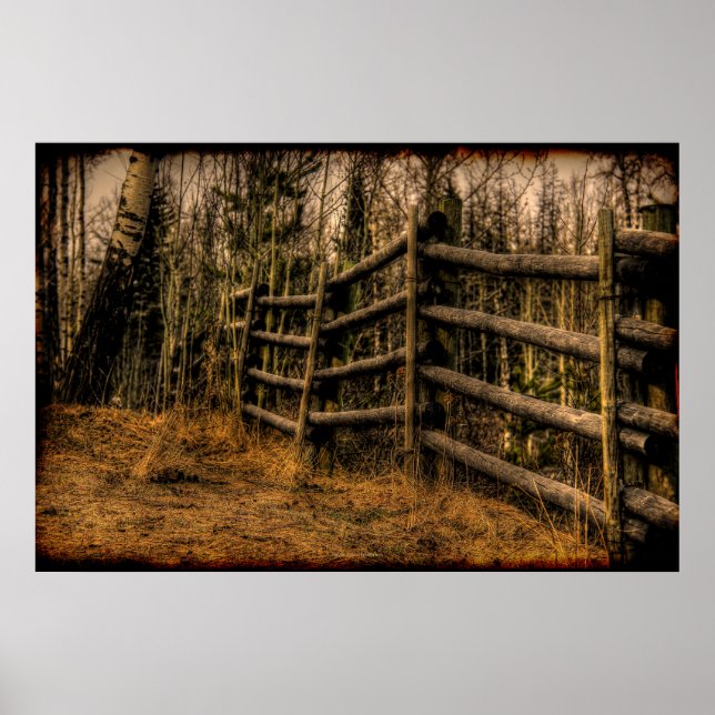Scenariskt Rustic Fence i Land-konstverket Poster (Framsidan)
